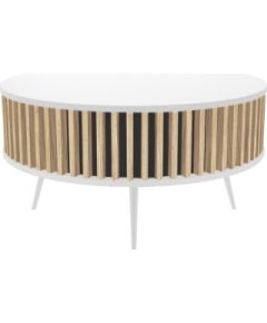 Top E Shop Table RONDA 90 white, slatted oak