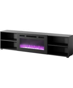 Cama Meble RTV cabinet POLO 200x33x50.5 black + fireplace black