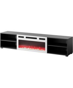 Cama Meble RTV cabinet POLO 180x33x39 black + fireplace white