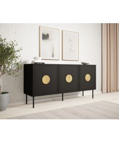 Cama Meble PALAZZO chest of drawers 150x42x75 black + oak craft