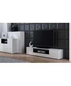 Cama Meble Cama TV stand VIVA 180 white/white gloss + black