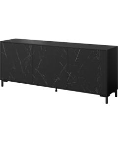 Cama Meble MARMO 3D chest of drawers 200x45x80,5 cm matte black/marble black