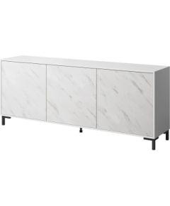 Cama Meble MARMO 3D chest of drawers 200x45x80,5 cm white matt/marble white