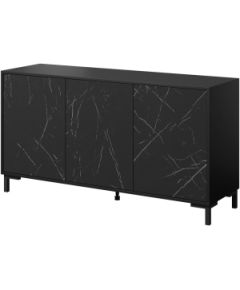 Cama Meble MARMO 3D chest of drawers 150x45x80.5 cm matte black/marble black