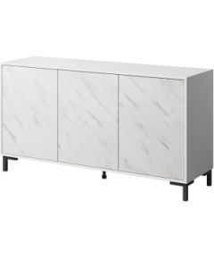 Cama Meble MARMO 3D chest of drawers 150x45x80.5 cm white matt/marble white