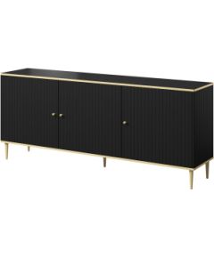 Cama Meble GLAMOUR chest 180x40x75.5 cm black matt + gold