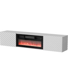 Cama Meble Cama RTV cabinet LARA 183x35x37 white matt + black fireplace