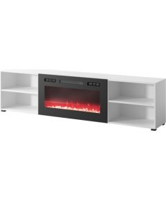 Cama Meble RTV cabinet POLO 200x33x50.5 white + fireplace black