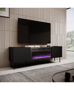 Cama Meble RTV cabinet with electric fireplace ONDA 180x40x39-58 black (standing or wall mounted)