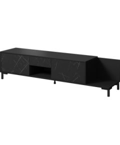 Cama Meble RTV cabinet MARMO 2D1S1K 195x40x47.5 cm black matt/marble black