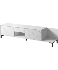 Cama Meble RTV Cabinet MARMO 2D1S1K 195x40x47.5 cm white matt/marble white