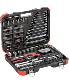 GEDORE red socket wrench set 1/4 + 1/2, 232 pieces, tool set (red/black, with 2 reversible ratchets)