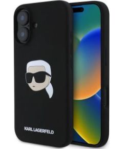 Karl Lagerfeld Apple  iPhone 16 hardcase Silicone Karl Head Print MagSafe Black