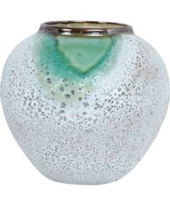 Ceramic vase TITAN STONE H18cm, green/white texture