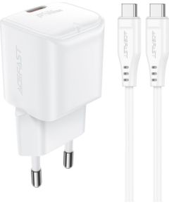 Acefast   Acefast A77 Mini PD 30W GaN wall charger + USB-C cable - white