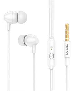 Wired in-ear headphones VFAN M16, 3.5mm jack, 1m (white)