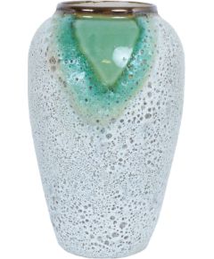 Ceramic vase TITAN STONE H27cm, green/white texture