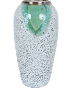 Ceramic vase TITAN STONE H32cm, green/white texture