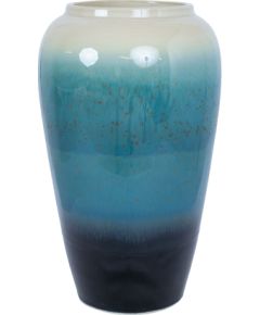 Ceramic vase TITAN STONE H37cm, white/blue