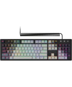 LORGAR Azar 514, Wired mechanical gaming keyboard, RGB backlight, 1680000 colour variations, 18 modes, keys number: 104, 50M clicks, linear dream switches, spring cable up to 3.4m, ABS plastic+metal, magnetic cover, 450*136*39mm, 1.17kg, white, EN+RU layo