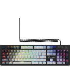 LORGAR Azar 514, Wired mechanical gaming keyboard, RGB backlight, 1680000 colour variations, 18 modes, keys number: 104, 50M clicks, linear dream switches, spring cable up to 3.4m, ABS plastic+metal, magnetic cover, 450*136*39mm, 1.17kg, white, EN layout