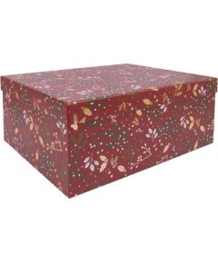 Box ARIEL-2, with a lid 35x27xH15,7cm, red/gold