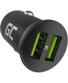 Green Cell GC CADM-GC-36AA - USB-Ladegeraet 36 W 2x USB-A schwarz Flashlight, GPS, Headphones, Mobile phone, Navigator, Other, Portable speaker, Power bank, Smartphone, Smartwatch, Tablet, Telephone, Universal Black Cigar lighter Fast charging Auto, Indoo