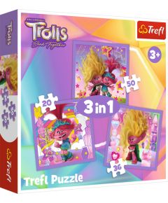 TREFL TROLLS Pužļu komplekts 3 in 1 Troļļi 3