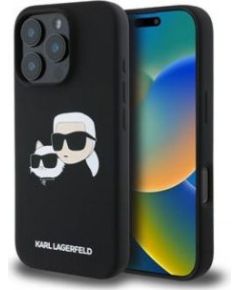 Karl Lagerfeld Apple  iPhone 16 Pro Max Liquid Silicone Double Heads MagSafe Case Black