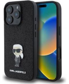 Karl Lagerfeld -  iPhone 16 Pro Fixed Glitter Metal Ikonik Case Black