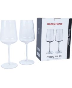 Wine goblets 2pcs STRIPE POLAR H23,7cm 550ml, transparent glass