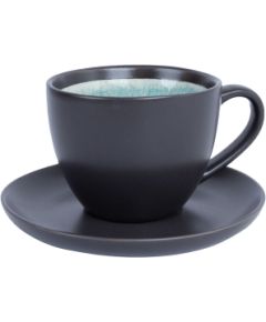 Cup/saucer RITA 300ml, black/blue