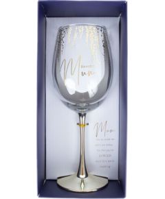 Wine goblet FLOW "Beautiful Mum" H23,7cm 450ml, transparent glass, blue box