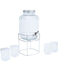 Glass jar +4glasses PARTY SET 4L, with a stand