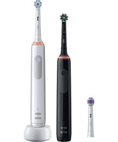 Szczoteczka Oral-B Szczoteczka rotacyjna Pro 3 3900 Duo 2 szt. White/Black + dodatkowa końcówka