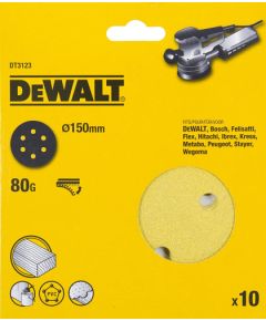 Smilšpapīrs ekscentra slīpmašīnai DeWalt DT3123-QZ; 150 mm; P80; 10 gab.