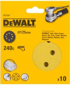 Smilšpapīrs DeWalt DT3107-QZ; K240; 125 mm; 10 gab.