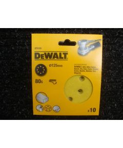 Koka slīpēšanas loksne DeWalt DT3103-QZ; K80; 125 mm; 10 gab.