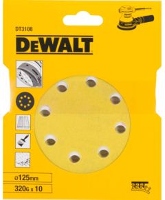 Koka slīpēšanas loksne DeWalt DT3108-QZ; K320; 125 mm; P320; 10 gab.