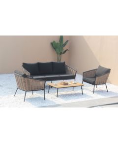 Ramiz Duży Zestaw Mebli Ogrodowych Aluminiowe Sofa + Dwa Fotele + Stolik