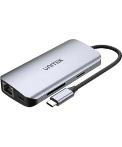 UNITEK ACTIVE HUB USB-C 2X HDMI,SD,4K,RJ45,PD 100W