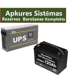 Komplekts Nepārtrauktās barošanas  bloks ( Invertors ) apkures sistēmai 600W + 12V 120Ah akumulators