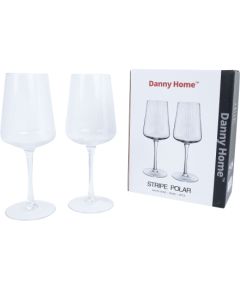 Wine goblets 2pcs STRIPE POLAR H21,7cm 390ml, transparent glass