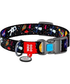 Nylon dog collar with QR code Waudog "NASA" size XL