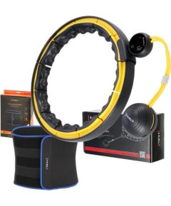 Komplekts SET HULA HOOP MAGNETIC BLACK/YELLOW HHM21 WITH WEIGHT + COUNTER HMS + SLIMMING BELT BR1313