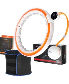 Komplekts SET HULA HOOP MAGNETIC WHITE/ORANGE HHM21 WITH WEIGHT + COUNTER HMS + SLIMMING BELT BR1313