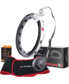 Komplekts SET HULA HOOP MAGNETIC BLACK HHM15 WITH WEIGHT + COUNTER HMS + WAIST SUPPORT BR163 RED