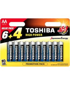 TOSHIBA AA alkaline baterijas 10 iepakojumā