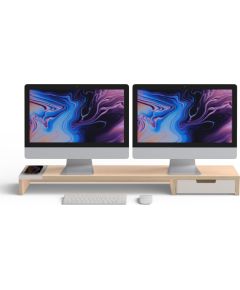 POUT EYES9 - All-in-one wireless charging & hub station for dual monitors, Deep White