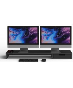 POUT EYES9 - All-in-one wireless charging & hub station for dual monitors, Maple Black